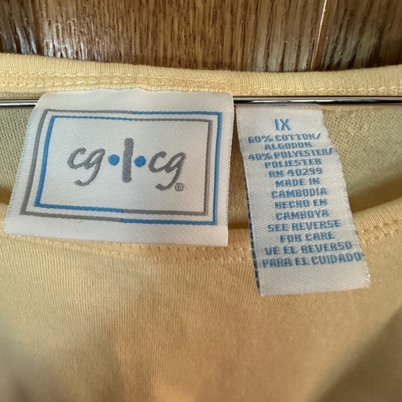 cg.l.cg Light Yellow Long Sleeve Crew Neck T-Shirt.  Size 1X. - Picture 2 of 5